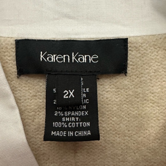 Karen Kane Layered Sweater In Sand Size 2X Collared V Neck Long Sleeve NWT - Picture 5 of 7